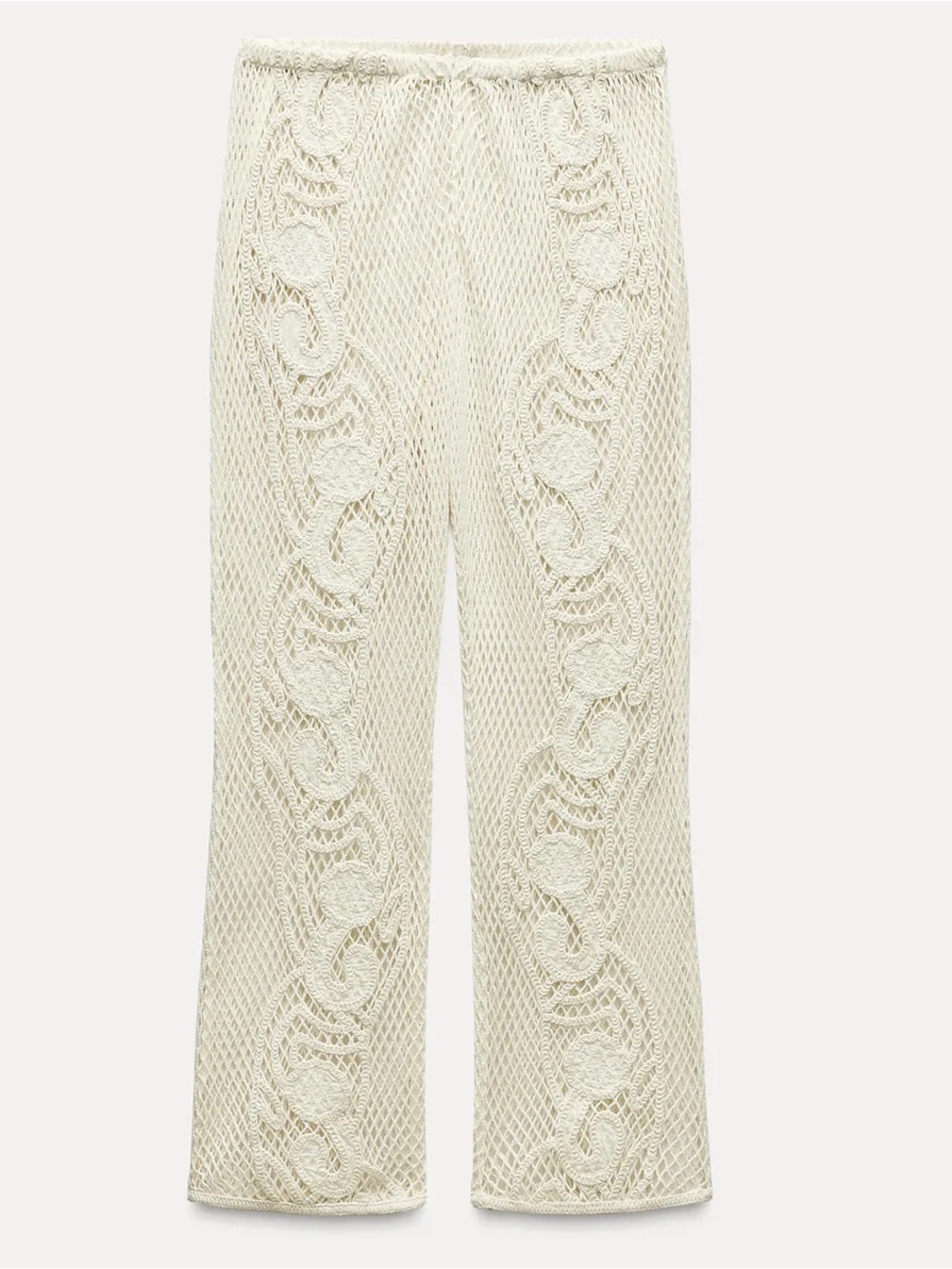 NWOT Zara Women’s Oyster White (Ivory) Crochet CoverUp Pants-Size Small